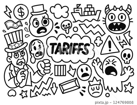 Doodle art of tariff impact and economic panic 124769808