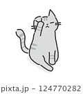 毛づくろいするねこイラスト 124770282