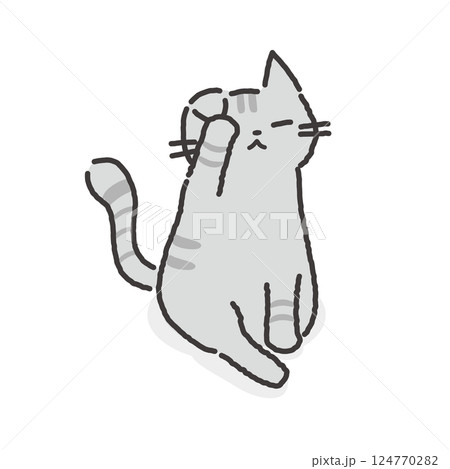 毛づくろいするねこイラスト 124770282
