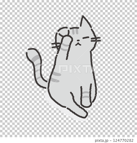 Grooming cat illustration 124770282