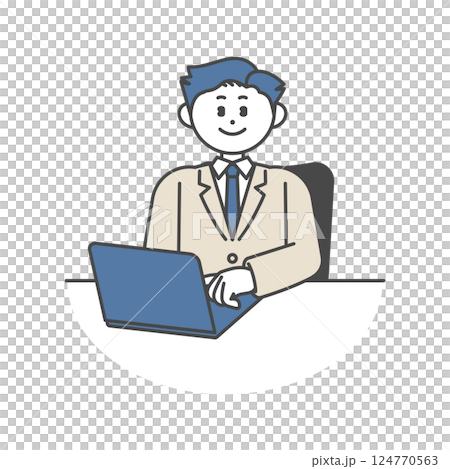 ノートパソコンを開いて仕事をする男性 124770563