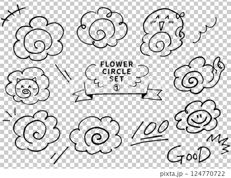 手書きペン画　いろんなはなまるセット1 124770722