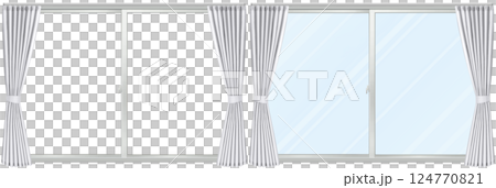 窗戶和白色窗簾,2 件套 窗戶和白色窗簾,2 件套 124770821