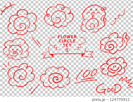 Hand-drawn Pen Drawings - Various Hanamaru Set 1 - Red 124770912