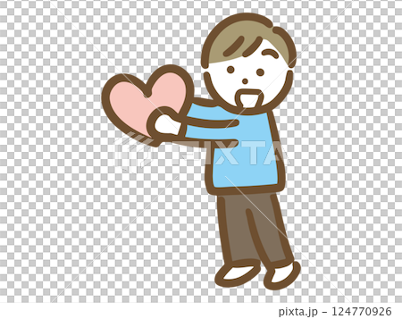 Smiling man giving a heart 124770926