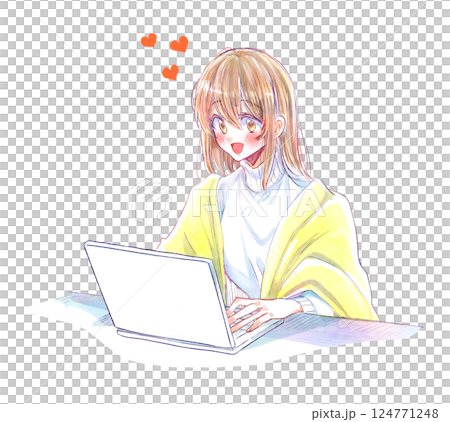 Woman using a laptop, love promotion Woman using a laptop, love promotion 124771248