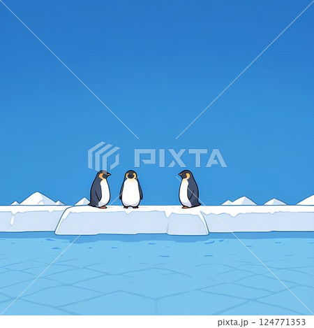 氷の上を歩くペンギン 124771353
