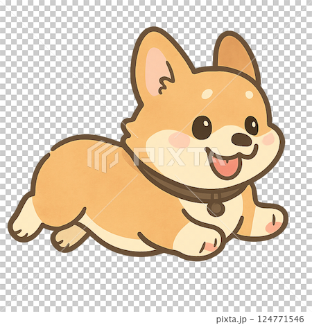 安撫柯基犬的插畫素材 124771546