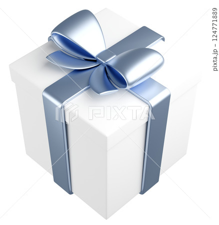 3Dイラスト_プレゼント_銀色 124771889