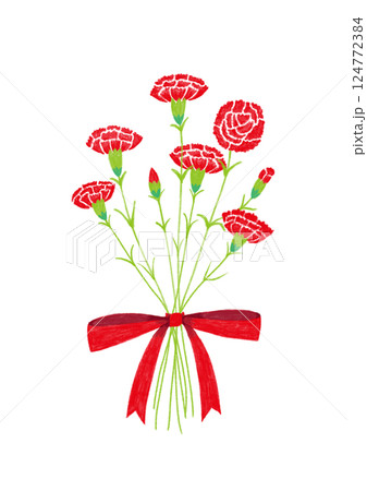 母の日の赤いカーネーションの花束 124772384