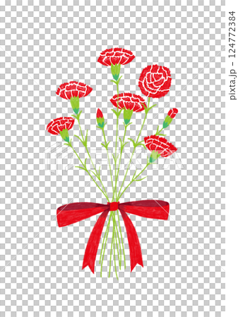 母の日の赤いカーネーションの花束 124772384