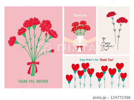 かわいい母の日カードセット 124772386