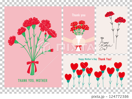 かわいい母の日カードセット 124772386