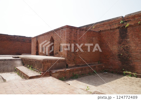 インド　世界遺産ビハール州ナーランダーのマハーヴィハーラ考古遺跡 124772489