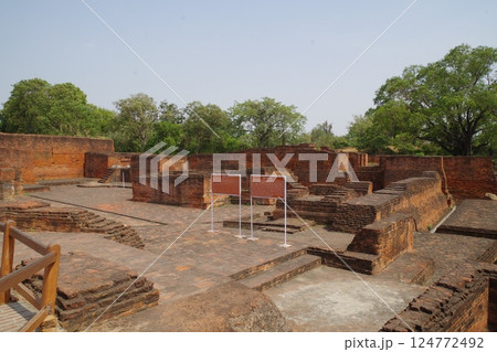 インド　世界遺産ビハール州ナーランダーのマハーヴィハーラ考古遺跡 124772492