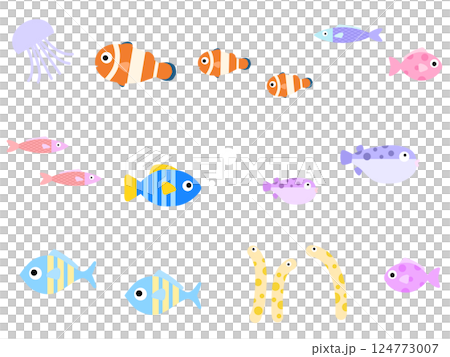 無縫圖案的海洋生物 F-1 124773007