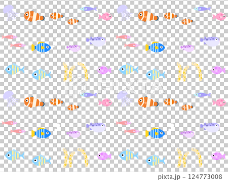 Seamless pattern of sea creatures F-1' 124773008