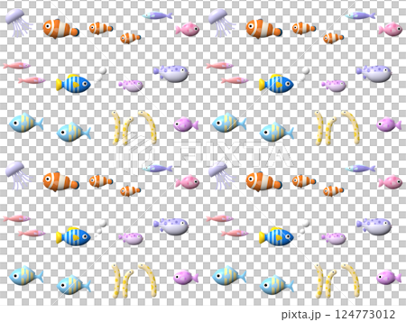 Seamless pattern of plump sea creatures G-1' 124773012