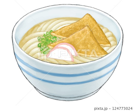 きつねうどん イラスト　色鉛筆風 124773024