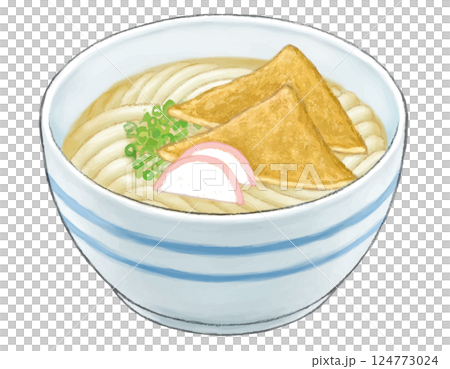 きつねうどん イラスト　色鉛筆風 124773024