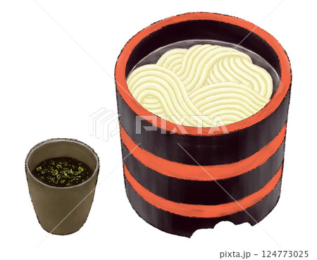 釜揚げうどん イラスト　色鉛筆風 124773025