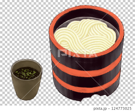 Kamaage udon illustration in colored pencil style Kamaage udon illustration in colored pencil style 124773025