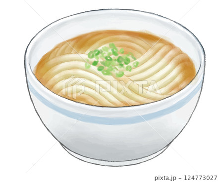カレーうどん イラスト　色鉛筆風 124773027