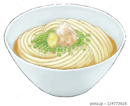 ぶっかけうどん イラスト　色鉛筆風 124773028