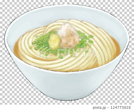 色鉛筆風格的 Bukkake 烏龍麵插圖 色鉛筆風格的 Bukkake 烏龍麵插圖 124773028