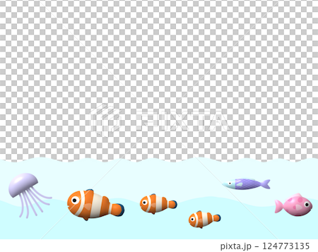 プクプク海の生き物の背景　I-1 124773135