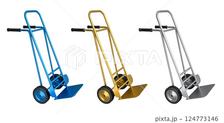 Set of Empty hand truck or dolly for delivery and carrying isolated on white background 124773146