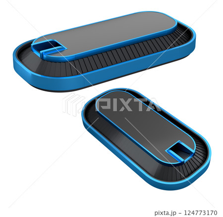 Set of Airport luggage conveyor belt from baggage claim area on white background. 124773170