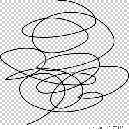 ぐちゃぐちゃのこんがらがった線のイラスト。モヤモヤ、イライラ、ストレス、憂鬱、悩みを表すアイコン。 ぐちゃぐちゃのこんがらがった線のイラスト。モヤモヤ、イライラ、ストレス、憂鬱、悩みを表すアイコン。 124773324