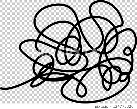 Illustration of messy, tangled lines. Icons representing frustration, stress, depression, and worries. Illustration of messy, tangled lines. Icons representing frustration, stress, depression, and worries. 124773326