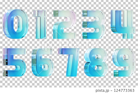 glass material 3D number graphic glass material 3D number graphic 124773363