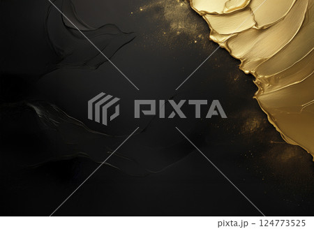 黒背景に金色のペイント　右上に金 124773525