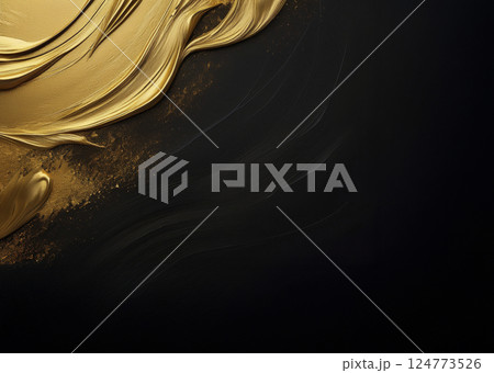 黒背景に金色のペイント　左上に金 124773526