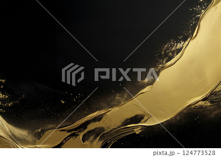 黒背景に金色のペイント　右下に金 124773528