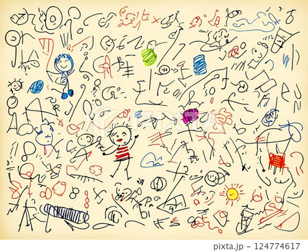 手描き風かわいい落書きイラスト 124774617