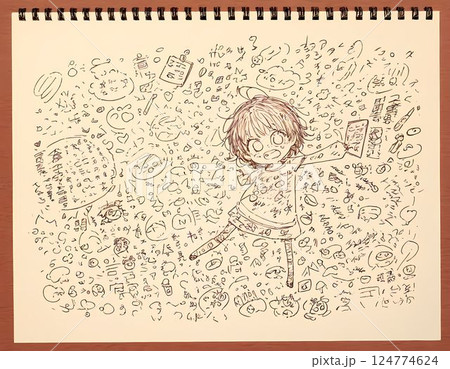 手書き風の落書きの背景イラスト 124774624