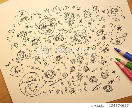 手描き風かわいい落書きイラスト 124774627