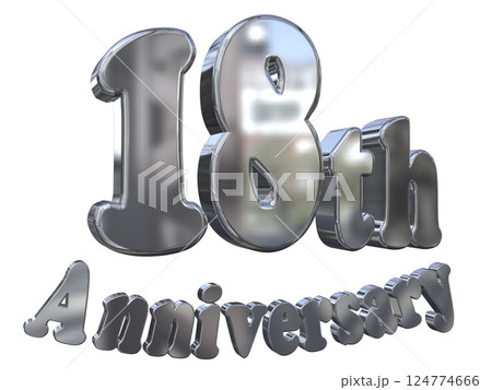 3DCG文字「18th Anniversary/18周年マークキラキラ」シルバー,銀 3DCG文字「18th Anniversary/18周年マークキラキラ」シルバー,銀 124774666