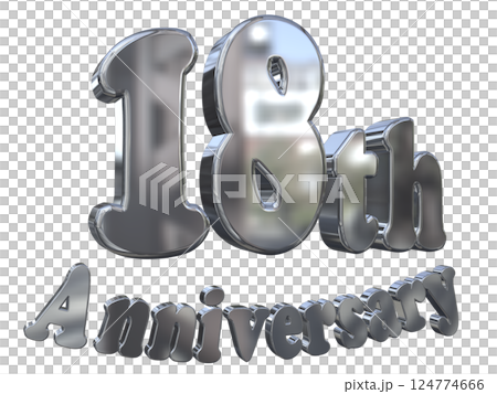 3DCG文字「18th Anniversary/18周年マークキラキラ」シルバー,銀 3DCG文字「18th Anniversary/18周年マークキラキラ」シルバー,銀 124774666