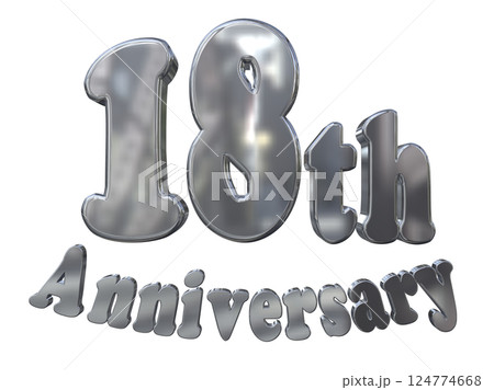 3DCG文字「18th Anniversary/18周年マークキラキラ」シルバー,銀 3DCG文字「18th Anniversary/18周年マークキラキラ」シルバー,銀 124774668