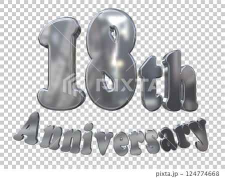 3DCG文字「18th Anniversary/18周年マークキラキラ」シルバー,銀 3DCG文字「18th Anniversary/18周年マークキラキラ」シルバー,銀 124774668