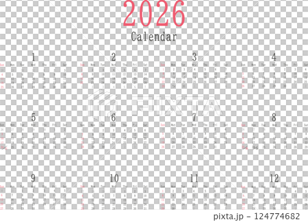 Simple 2026 annual calendar with Sundays in color 124774682