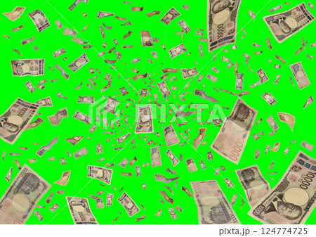 舞う一万円札（渋沢栄一） 124774725