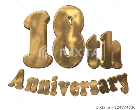3DCG文字「18th Anniversary/18周年マークキラキラ」ゴールド,金 3DCG文字「18th Anniversary/18周年マークキラキラ」ゴールド,金 124774730