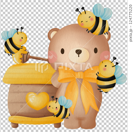 Cute Bee and Bear Clipart Bear with Honey and Flowers Cartoon Teddy Bear Bee Cute Bee and Bear Clipart Bear with Honey and Flowers Cartoon Teddy Bear Bee 124775220