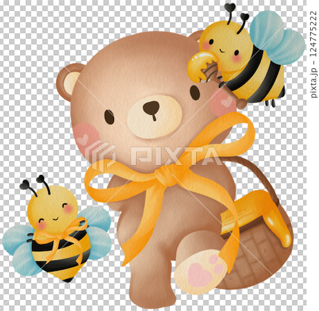 Cute Bee and Bear Clipart Bear with Honey and Flowers Cartoon Teddy Bear Bee Cute Bee and Bear Clipart Bear with Honey and Flowers Cartoon Teddy Bear Bee 124775222